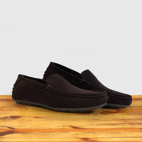 Ginosa Shearling-Lined Velour Suede Driver – Calzoleria Toscana