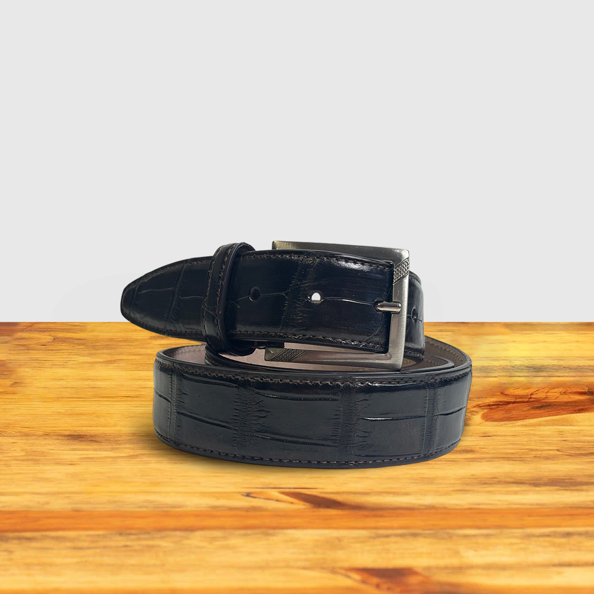C8099 Calzoleria Toscana Crocodile Belt Dark Brown C8099