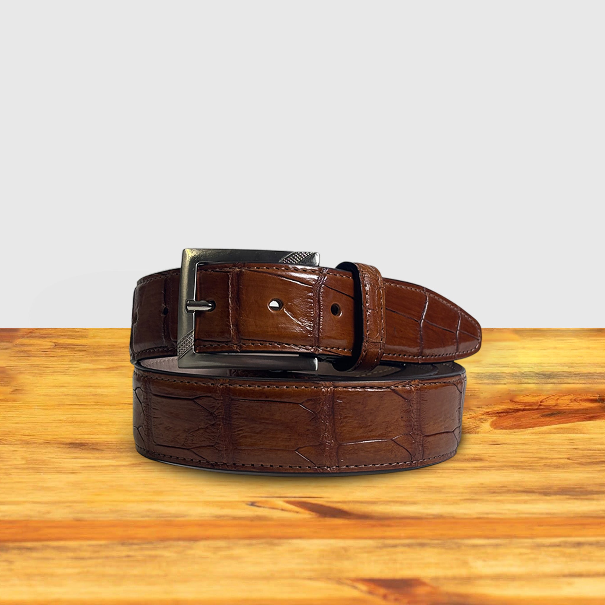 C8099 Calzoleria Toscana Crocodile Belt Cognac C8099