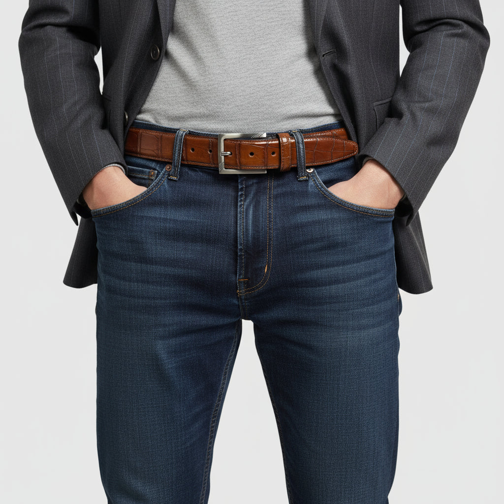 C8099 Calzoleria Toscana Crocodile Belt